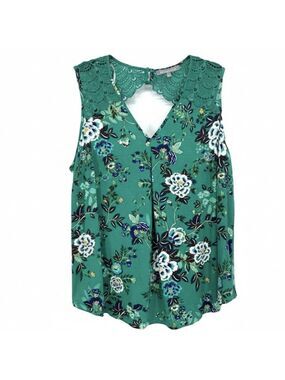 Daniel Rainn Green Floral Lace Tunic Tank Top Plus Size 3X